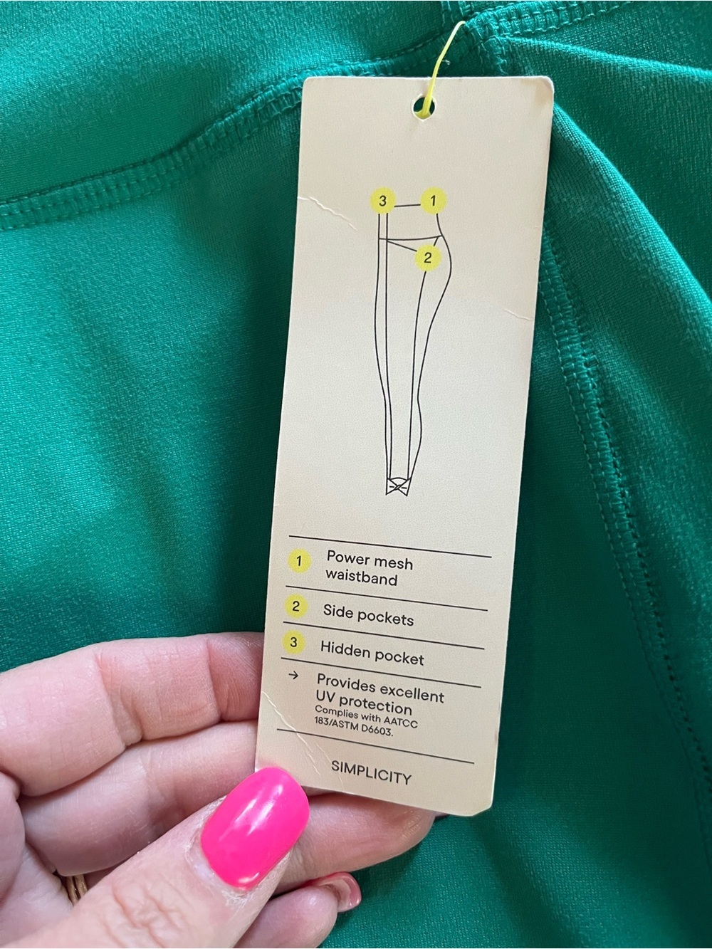 All in Motion hi-Rise Green 7/8 Leggings with Ankle Detail & UPF 50 Size XXL - Picture 4 of 13